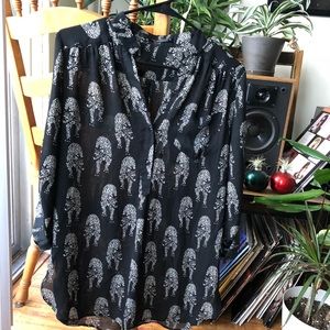 Black Animal Print Long Flowy Blouse